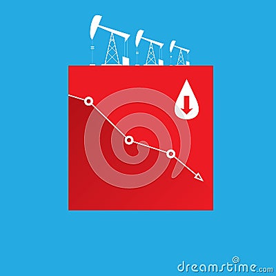 Oil price falling down graph illustration. vector Vector Illustration