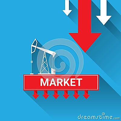 Oil price falling down graph illustration. vector Vector Illustration