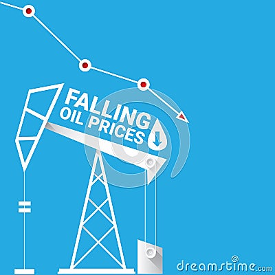 Oil price falling down graph illustration. vector Vector Illustration