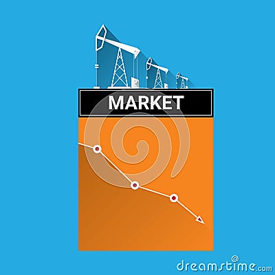 Oil price falling down graph illustration. vector Vector Illustration