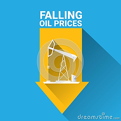 Oil price falling down graph illustration. vector Vector Illustration