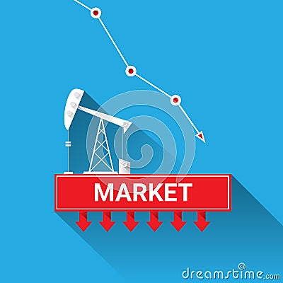 Oil price falling down graph illustration. vector Vector Illustration