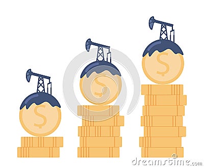 Oil price rising up. Crude oil commodity price growth, high demand Vector Illustration