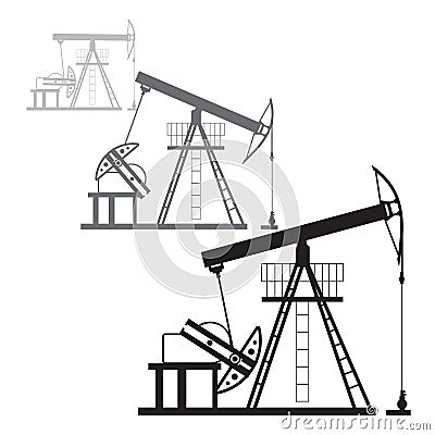 Oil production in the desert Vector Illustration