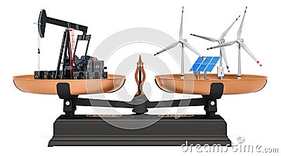 Oil production or renewable energy resource. 3D rendering Stock Photo