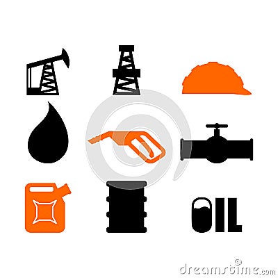 Oil production set of icons. petroleum industry sign. Logo for p Vector Illustration