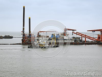 Oil Production Vessels and Supply Ships Stock Photo