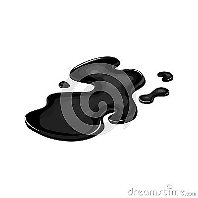 Oil puddle, slick spill cartoon art isolated. Drop stain black gas. Lequid shape in vector Vector Illustration