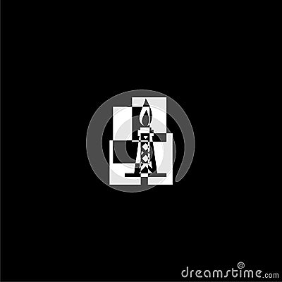 Oil Pump Derrick icon isolated on dark background Vector Illustration