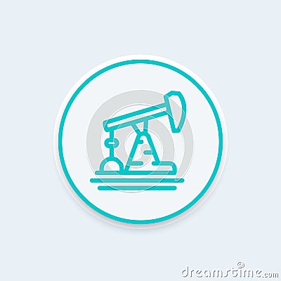 Oil pump, derrick line icon, vector illustration Vector Illustration