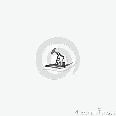 Oil Pump Derrick Logo sticker isolated on gray background Vector Illustration