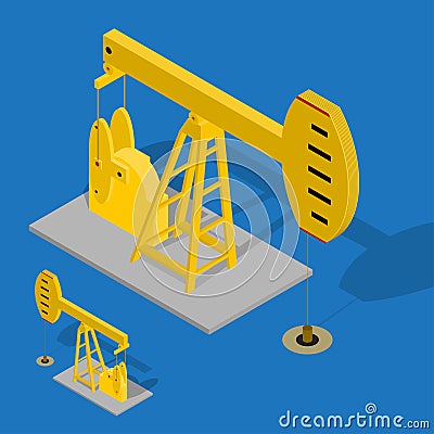 Oil Pump Energy Industrial on a Blue Background. Vector Vector Illustration