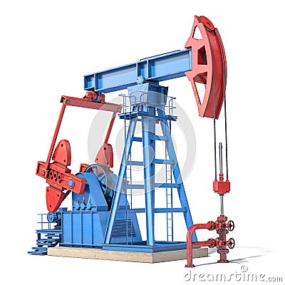 Oil pump jack isolated on white background Cartoon Illustration