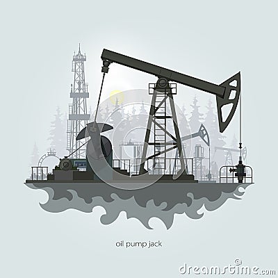 Oil Pump Jack Vector Illustration