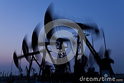 Oil pump silhouette Stock Photo