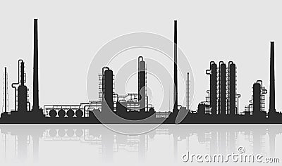 Oil refinery or chemical plant silhouette. Vector Illustration