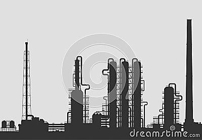 Oil refinery or chemical plant silhouette. Vector Illustration