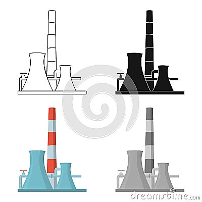 Oil refinery factory icon in cartoon style on white background. Oil industry symbol stock vector illustration. Vector Illustration