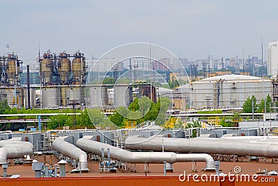 Oil refinery factory tubes Stock Photo