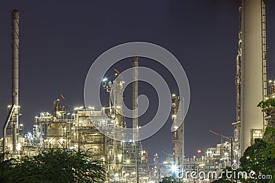 Oil refinery industry night Stock Photo