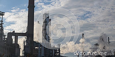 Oil refinery in the middle of vapor Stock Photo