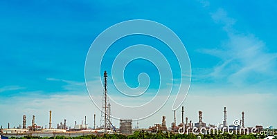Oil refinery or petroleum refinery plant. Power and energy industry. Oil and gas production plant. Petrochemical plant. Chemical Stock Photo