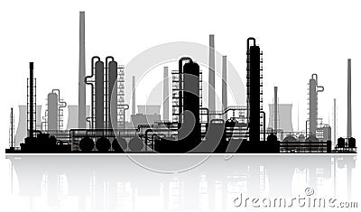 Oil refinery silhouette. Vector illustration. Vector Illustration