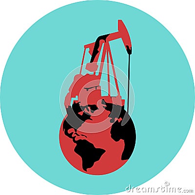 Oil rig drinks blood from the earth - a drilling rig. Ecology problems Stock Photo