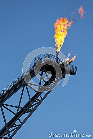 Oil Rig Flare Stack Stock Photo