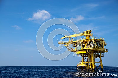 Oil and Rig industry in offshore, Construction platform for production oil and gas in energy business Stock Photo