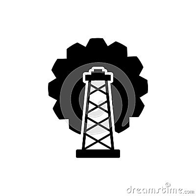Oil rig mining production icon logo design isolated on white background Vector Illustration