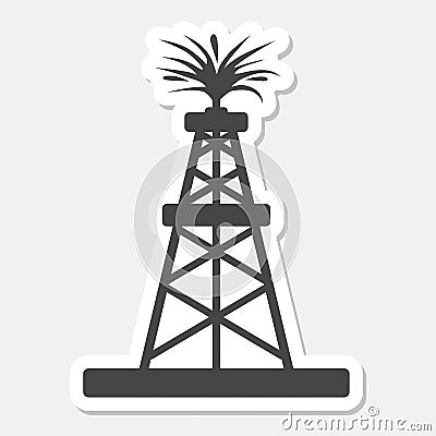 Oil rig, Oil Gusher sticker icon Vector Illustration