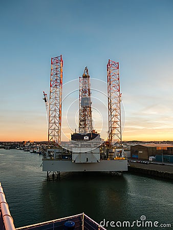 Oil rig Paragon C463 in the port of IJmuiden Editorial Stock Photo