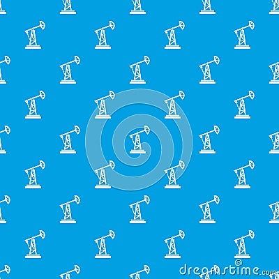 Oil rig pattern seamless blue Vector Illustration