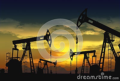 Oil rig pump jack Stock Photo