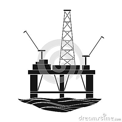 Oil rig on the water.Oil single icon in black style vector symbol stock illustration web. Vector Illustration