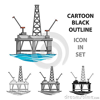 Oil rig on the water.Oil single icon in cartoon style vector symbol stock illustration web. Vector Illustration