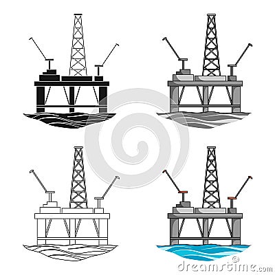 Oil rig on the water.Oil single icon in cartoon style vector symbol stock illustration web. Vector Illustration