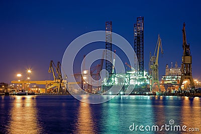 Oil rig in the yards Stock Photo