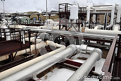 Oil sands pump facility Stock Photo