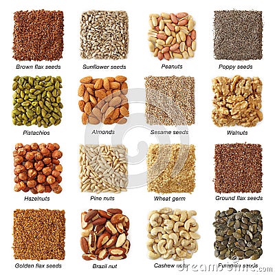Oil seeds and nuts Stock Photo