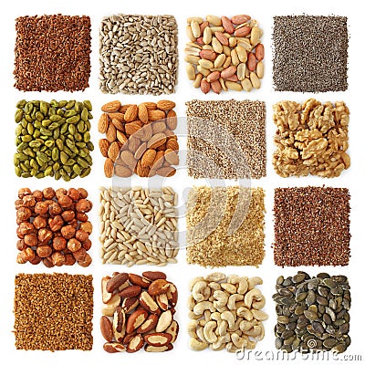 Oil seeds and nuts collection Stock Photo