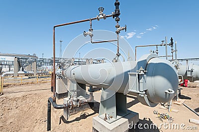 Oil separator and gas pipelines Stock Photo