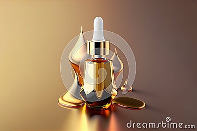 Oil serum glass bottle and collagen drops Stock Photo