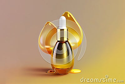 Oil serum glass bottle and drops. Stock Photo