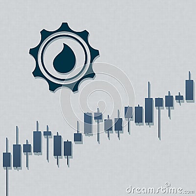 Oil show growth with market chart and long shadows. 3D illustration Stock Photo