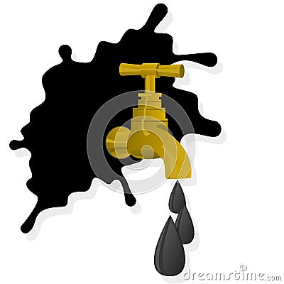 Oil spill and faucet Vector Illustration