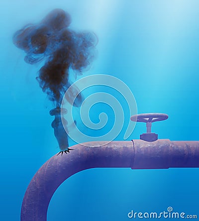 Oil spill underwater Stock Photo