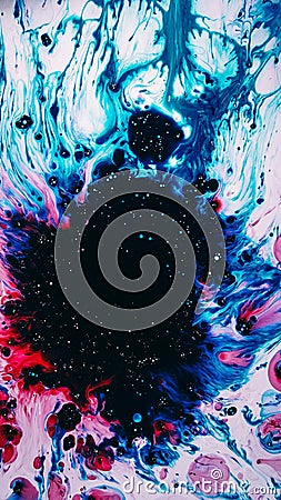 Oil splatter colorful stains red blue black fluid Cartoon Illustration