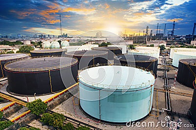 Oil storage tank in petrochemical refinery industry plant in pet Stock Photo